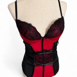 Vamp Goth Corset Red Black Lace Bustier Dark Feminine Bustier Going Out Top y2k